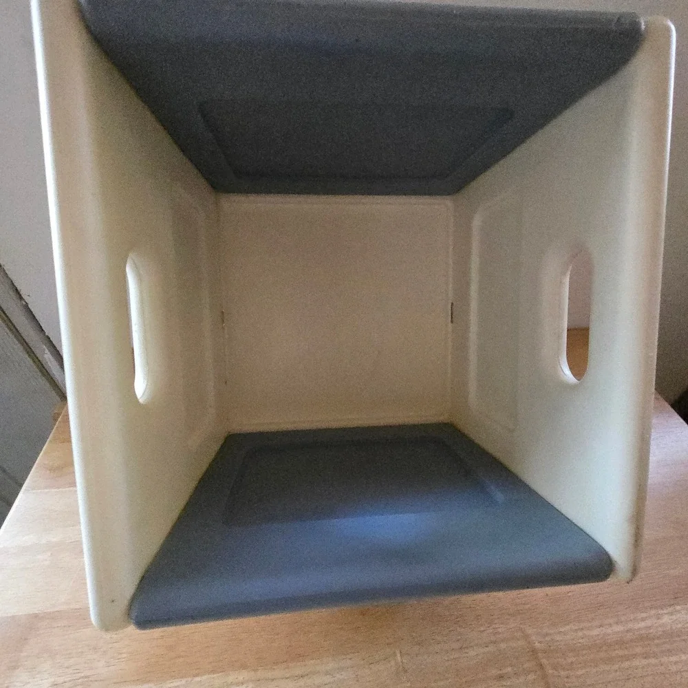 Vtg Little Tikes Blue Square Storage Bin Cube Cubby Toys Books Stuffie Stackable